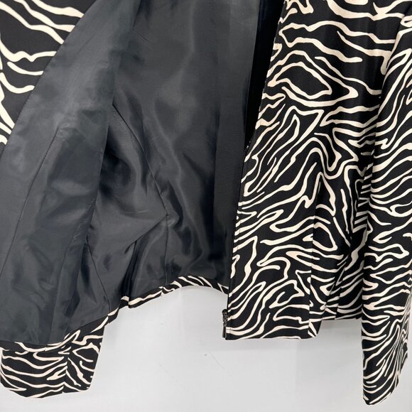 Talbots 1/2‎ Zip Jacket Womens Size 12 Black White Silk Wool Blend Satin Lined - Picture 6 of 8